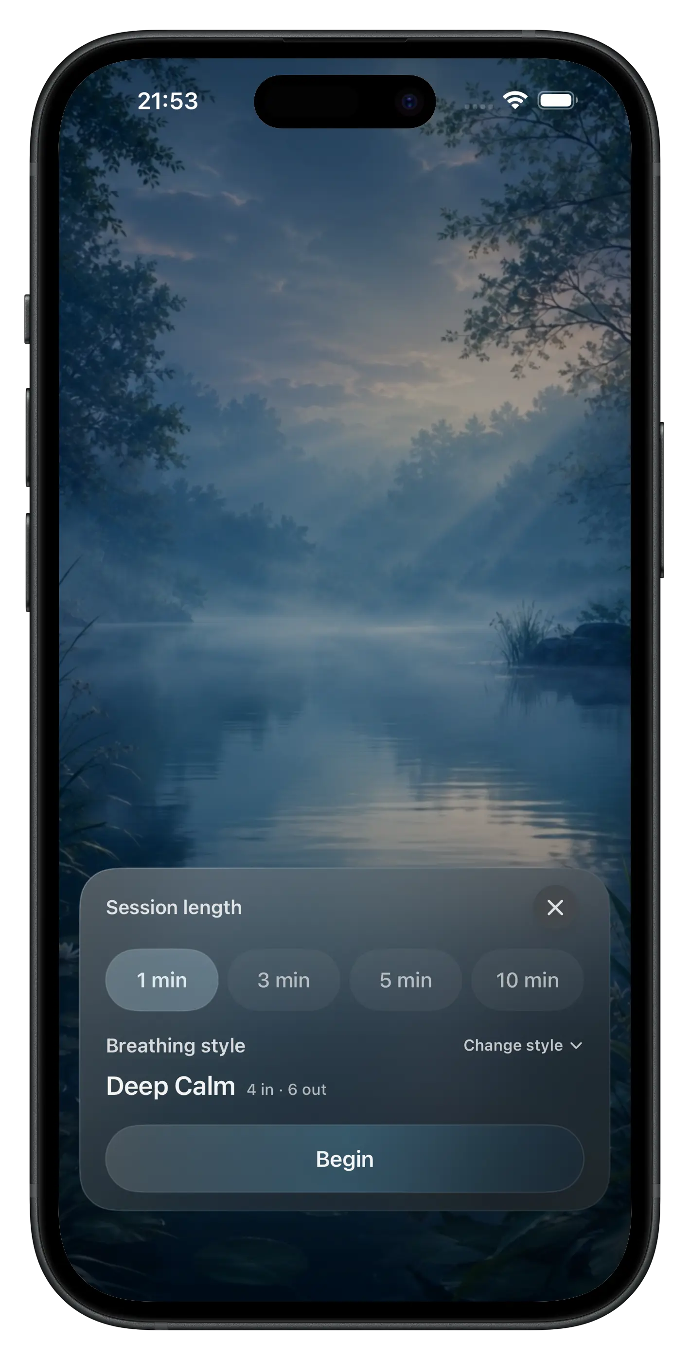 Calm Pulse scene selection screen
